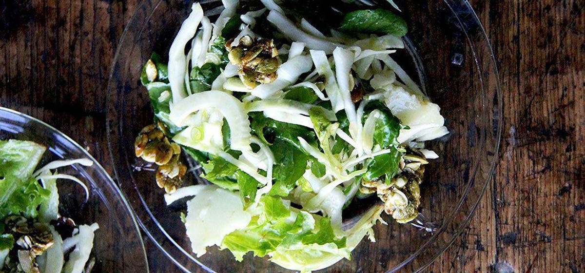 Irresistible Fall Salad: Cabbage, Fennel, Manchego & Candied Pepitas
